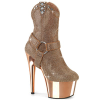 7 Inch Heel, 2 3/4 Inch Platform RS Embellished Ankle Boot, Side Zip - ADORE-1029CHRS