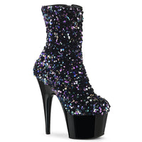 7 Inch Heel, 2 3/4 Inch Platform Sequins Ankle Boot, Inside Zip - ADORE-1042SQ