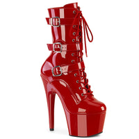 7 Inch Heel, 2 3/4 Inch Platform Lace-Up Front Ankle Boot, Side Zip - ADORE-1043