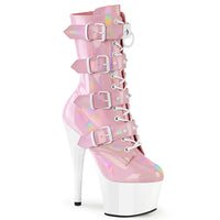 7 Inch Heel, 2 3/4 Inch Platform Two Tone Lace-Up Ankle Boot, Side Zip - ADORE-1046TT