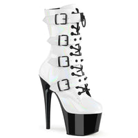 7 Inch Heel, 2 3/4 Inch Platform Two Tone Lace-Up Ankle Boot, Side Zip - ADORE-1046TT
