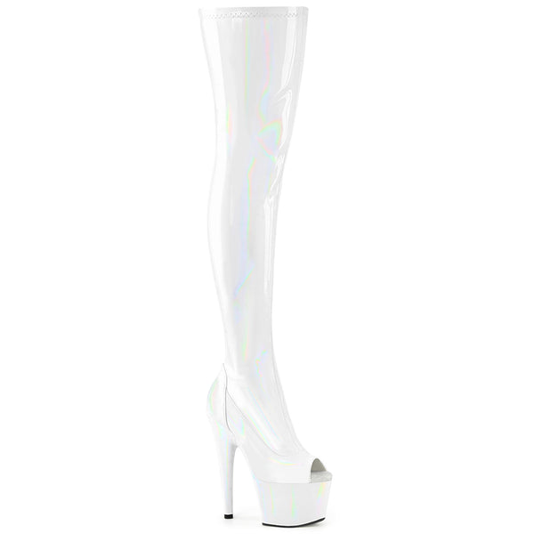 7 Inch Heel, 2 3/4 Inch Platform Peep Toe Thigh High Boot, Side Zip - ADORE-3011HWR