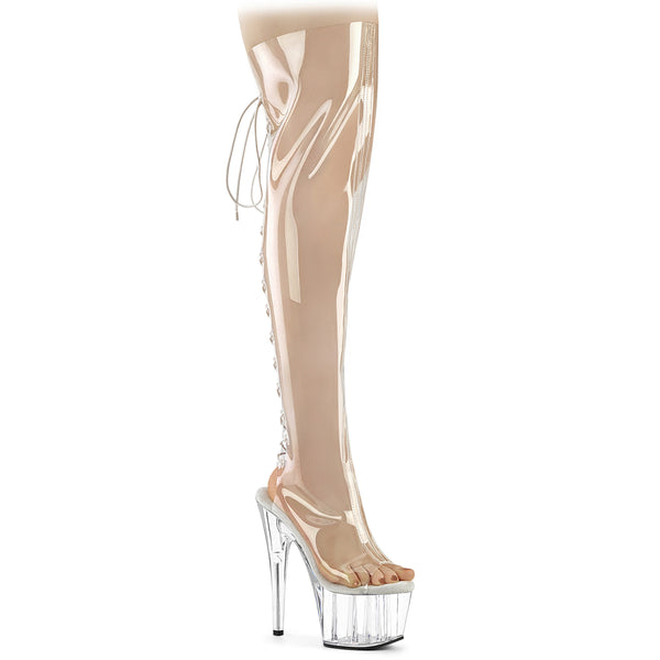 7 Inch Heel, 2 3/4 Inch Platform Open Toe/Over-The-Knee Boot, Side Zip - ADORE-3019C