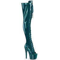 7 Inch Heel, 2 3/4 Inch Platform Peep Toe Lace-Up Thigh Boot, Side Zip - ADORE-3021GP