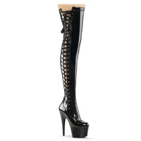 7 Inch Heel, 2 3/4 Inch Platform Thigh Boot w/Side Ribbon Lace, Side Zip - ADORE-3050