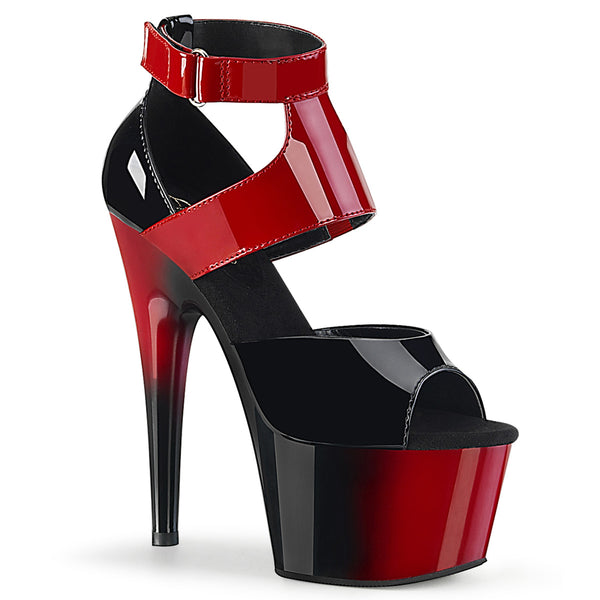7 Inch Heel, 2 3/4 Inch Platform Two Tone Close Back Ankle Strap Sandal - ADORE-700-16