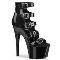 7 Inch Heel, 2 3/4 Inch Platform Buckle-Up Strappy Ankle Bootie, Back Zip - ADORE-700-33