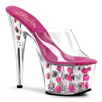 7 Inch Heel, 2 3/4 Inch Platform Flower-filled Slide - ADORE-701FL