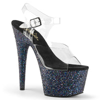7 Inch Heel, 2 3/4 Inch Platform Ankle Strap Sandal w/ Mult Glitter Bottom - ADORE-708LG