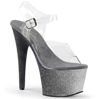 7 Inch Heel, 2 3/4 Inch Ombre Glittered Platform Ankle Strap Sandal - ADORE-708OMBRE