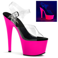 7 Inch Heel, 2 3/4 Inch Platform Ankle Strap Neon Bottom Sandal - ADORE-708UV