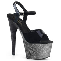 7 Inch Heel, 2 3/4 Inch Ombre Glittered Platform Ankle Strap Sandal - ADORE-709OMBRE