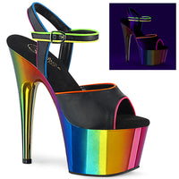 7 Inch Heel, 2 3/4 Inch Chrome Plated Platform Ankle Strap Sandal - ADORE-709RC-02