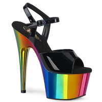 7 Inch Heel, 2 3/4 Inch Chrome Plated Platform Ankle Strap Sandal - ADORE-709RC