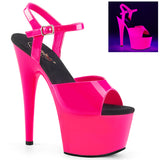 7 Inch Heel, 2 3/4 Inch Platform UV Reactive Ankle Strap Sandal - ADORE-709UV