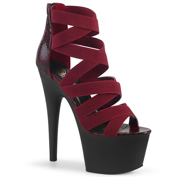 7 Inch Heel, 2 3/4 Inch Platform Close Back Criss Cross Sandal, Back Zip - ADORE-748SP