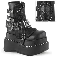 4 1/2 Inch Tiered Platform Lace-Up Ankle Boot, Side Zip - BEAR-150