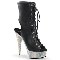 6 Inch Heel, 1 3/4 Inch Platform Open Toe/Heel Lace-Up Ankle Boot wRS - BEJEWELED-1016-6