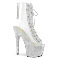7 Inch Heel, 2 3/4 Inch Platform Open Toe/Heel Lace-Up Ankle Boot w/RS - BEJEWELED-1016C-2-7