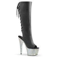 7 Inch Heel, 2 3/4 Inch Platform Open Toe/Heel Knee Boot w/RS, Side Zip - BEJEWELED-2018-7