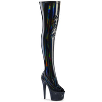 7 Inch Heel, 2 3/4 Inch Platform Peep Toe Thigh Boot w/RS, Side Zip - BEJEWELED-3011-7