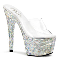7 Inch Heel, 2 3/4 Inch Platform Slide - BEJEWELED-701DM