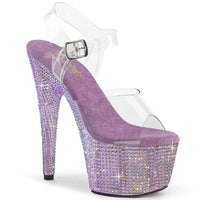 7 Inch Heel, 2 3/4 Inch Platform Ankle Strap Sandal w/ Resin RS - BEJEWELED-708RRS