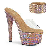 7 Inch  Heel, 2 3/4 Inch Platform Sandal w/RS - BEJEWELED-712RS