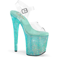 8 Inch Heel, 4 Inch Platform Ankle Strap Sandal w/ Resin RS - BEJEWELED-808RRS