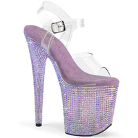 8 Inch Heel, 4 Inch Platform Ankle Strap Sandal w/ Resin RS - BEJEWELED-808RRS