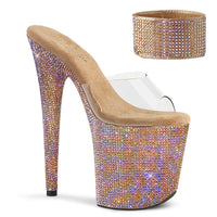 8 Inch Heel, 4 Inch Platform Sandal w/RS - BEJEWELED-812RS
