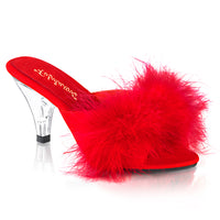 3 Inch Heel, 1/8 Inch Mini Platform Marabou Fur Slide - BELLE-301F