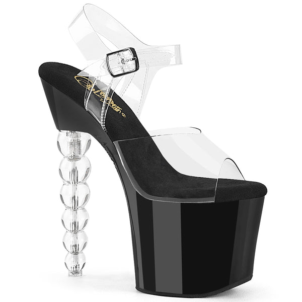 7 Inch Beaded Heel, 3 1/4 Inch Platform Ankle Strap Sandal - BLISS-708