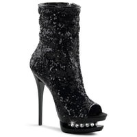 6 Inch Heel, 1 1/2 Inch Platform Sequined Open Toe Ankle Boot - BLONDIE-R-1008