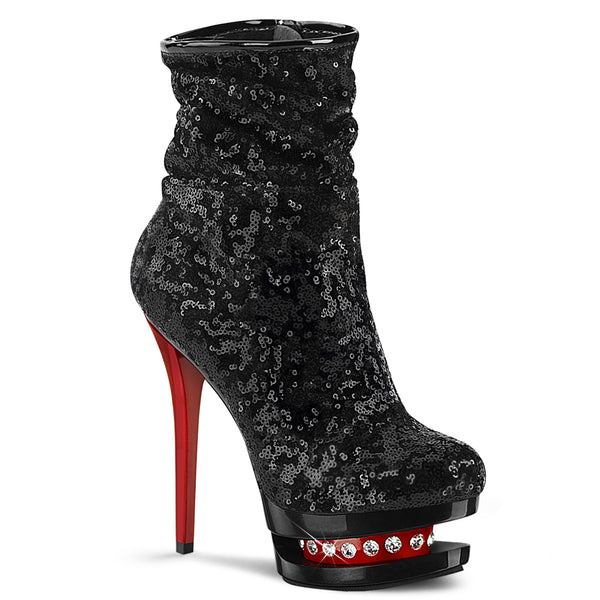 6 Inch Heel, 1 1/2 Inch Platform Two Tone Sequined Ankle Boot, Side Zip - BLONDIE-R-1009