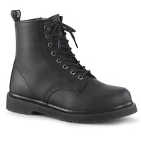 1 1/4 Inch Heel 8-Eyelet Mid Calf Unisex Vegan Boot, Side Zip - BOLT-100