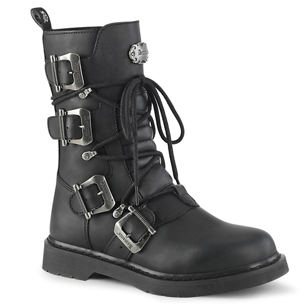 1 1/4 Inch Heel, Mid-Calf Combat Boot, Side Zip - BOLT-265