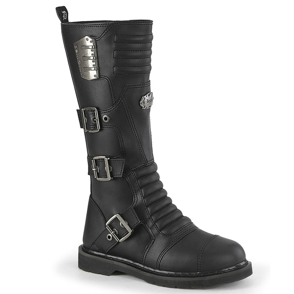 1 1/4 Inch Heel 20 Eyelet Knee High Combat Boot, Side Zip - BOLT-405