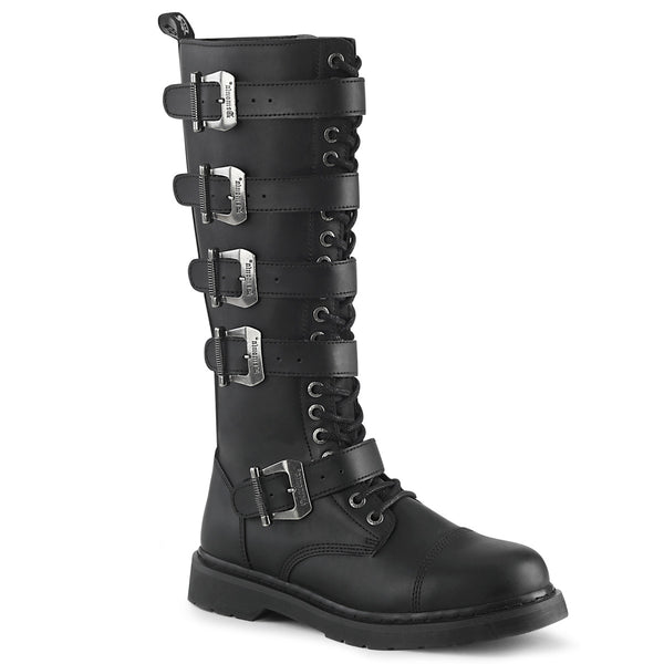 1 1/4 Inch Heel 20 Eyelet  Knee High Combat Boot, Side Zip - BOLT-425