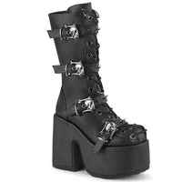 5 Inch Chunky Heel, 3 Inch P/F Lace-Up Mid-Calf Boot, Back Zip - CAMEL-115