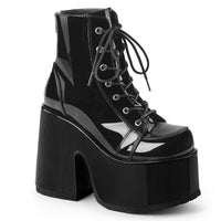 5 Inch Chunky Heel, 3 Inch P/F Lace-Up Ankle Boot, Metal Back Zip - CAMEL-203