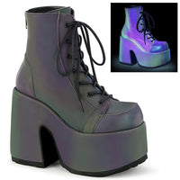 3 1/2 Inch Chunky Heel, 2 1/4 Inch Platform Lace-Up Ankle BT, Side Zip - CAMEL-203