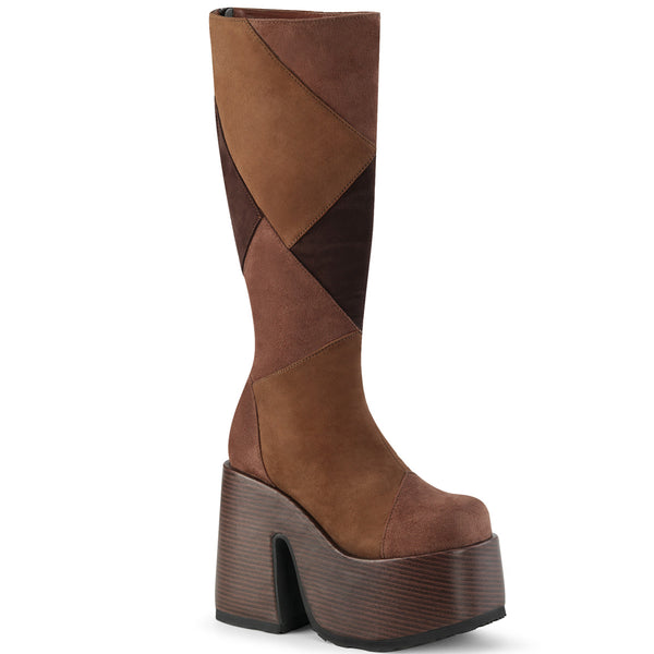 5 Inch Chunky Heel, 3 Inch P/F Knee High Boot, Inside Zip - CAMEL-280