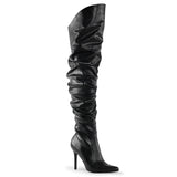 4 Inch Heel Thigh High Pointed Boot w/PU Fur Lining, Side Zip - CLASSIQUE-3011