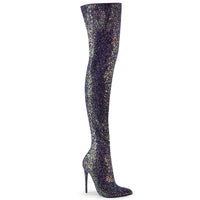 5 Inch Glitter Thigh High Boot, 1/3 Side Zip - COURTLY-3015