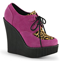 5 1/4 Inch Wedge Platform Lace-Up Creeper w/Leopard Print Accents - CREEPER-304
