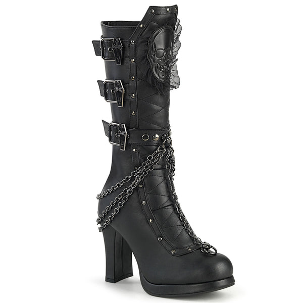 4 Inch Heel, 3/4 Inch Platform Mid-Calf Boot, Metal Back Zip - CRYPTO-67