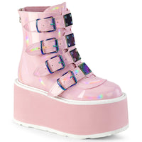 3 1/2 Inch Platform Ankle Bootw/ 4 Buckle Straps, Back MetalZip - DAMNED-105