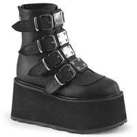 3 1/2 Inch Platform Ankle Bootw/ 4 Buckle Straps, Back MetalZip - DAMNED-105