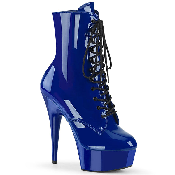6 Inch Heel, 1 3/4 Inch Platform Lace-Up Front Ankle Boot, Side Zip - DELIGHT-1020